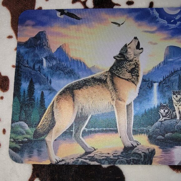 Howling Wolf Computer Mouse Pad - Picture 3 of 4
